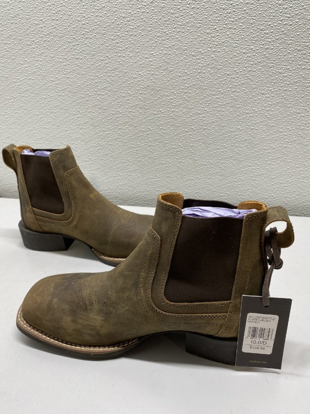 Cody James Mens Ace Broad Square Toe Chelsea Western Boots Size 10 D Harvest